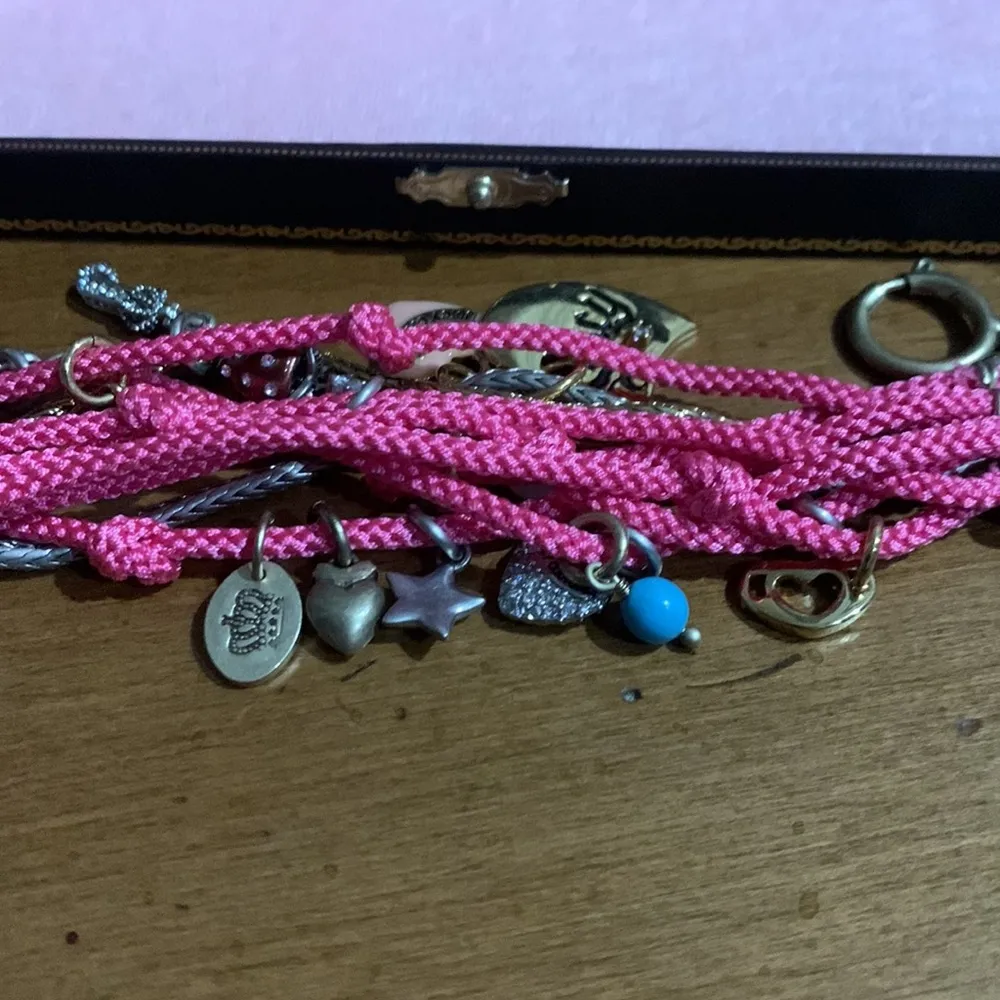 Retro Juicy Couture Pam & Gela Pink Rope Charm Bracelet - Image 4