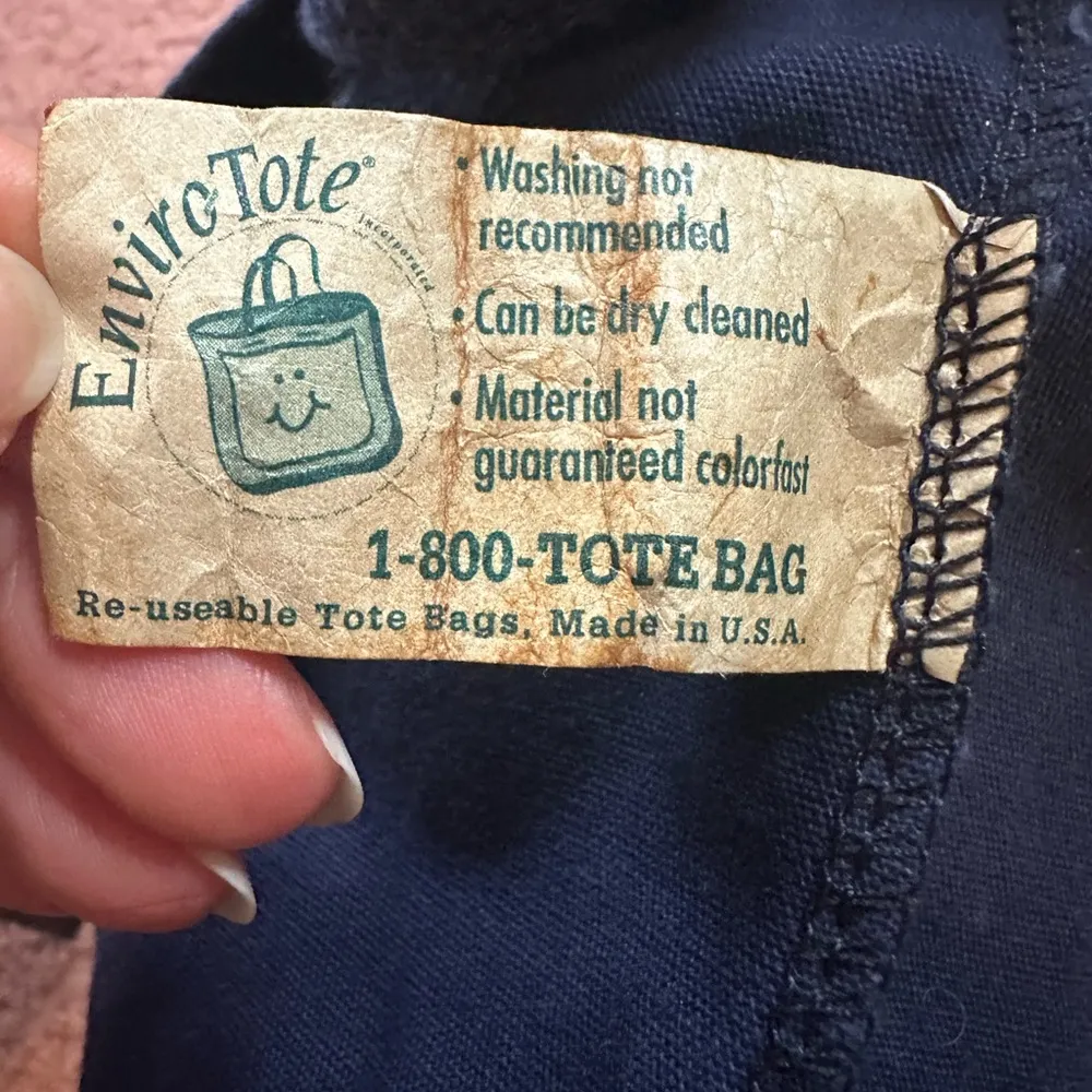 Vintage NWOT Small Knoll Navy Blue Tote Bag White - Image 3