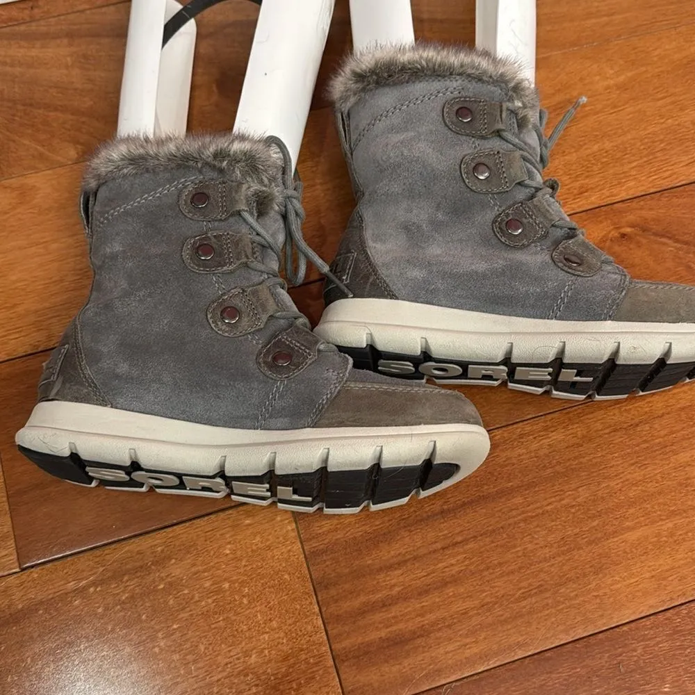 Sorel Women's Gray Fur-Trimmed Boots size 6 - Image 4