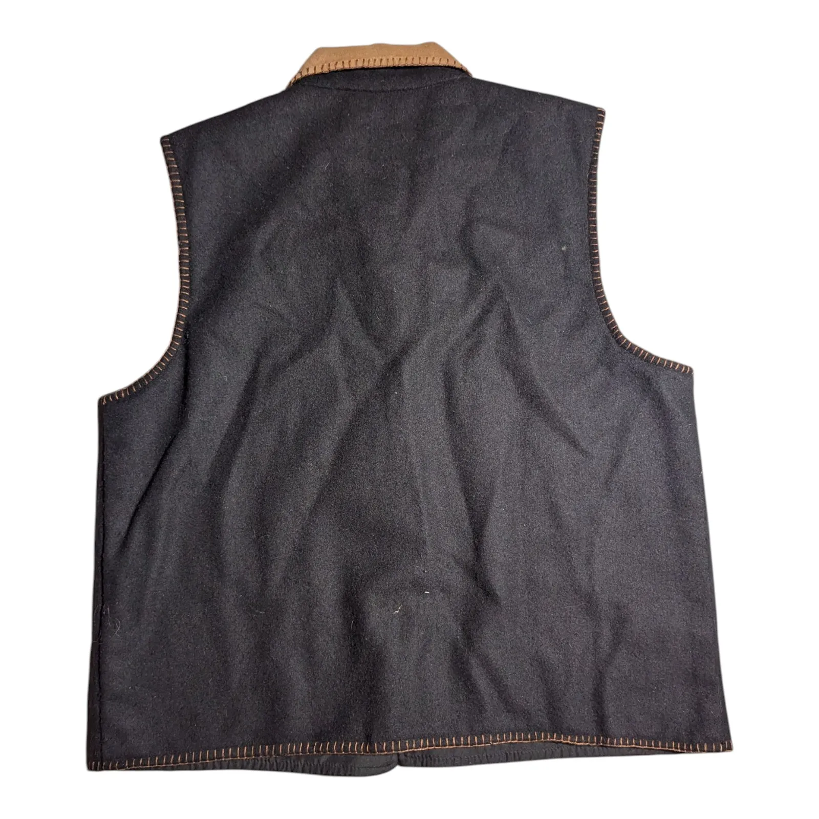 Vtg 1990s Dress Barn Black Wool Blend Leaf Embroidered Collared Button Up Vest L Size L - Image 2