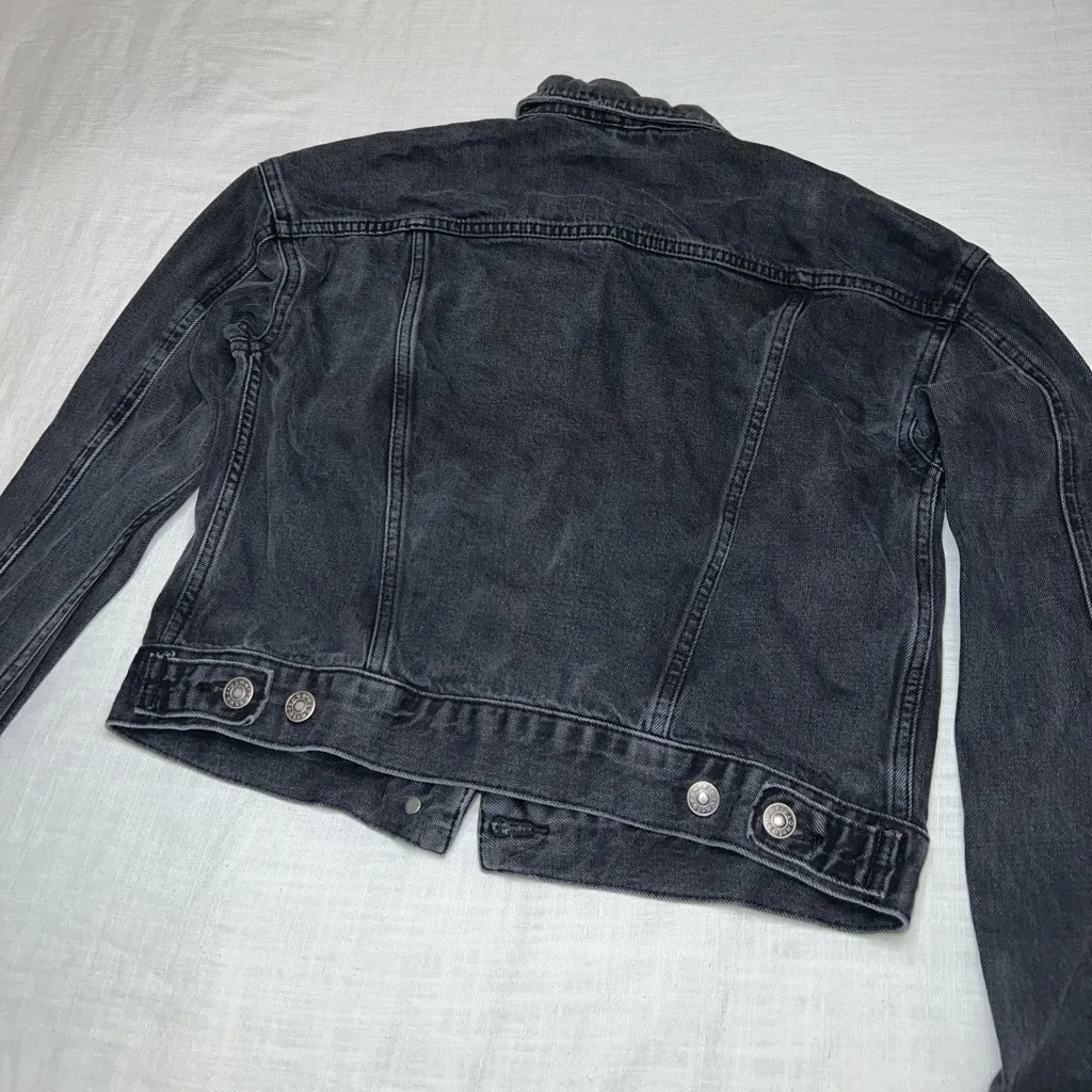 Topshop Moto Denim Jean Trucker Button Up Jacket - Image 8