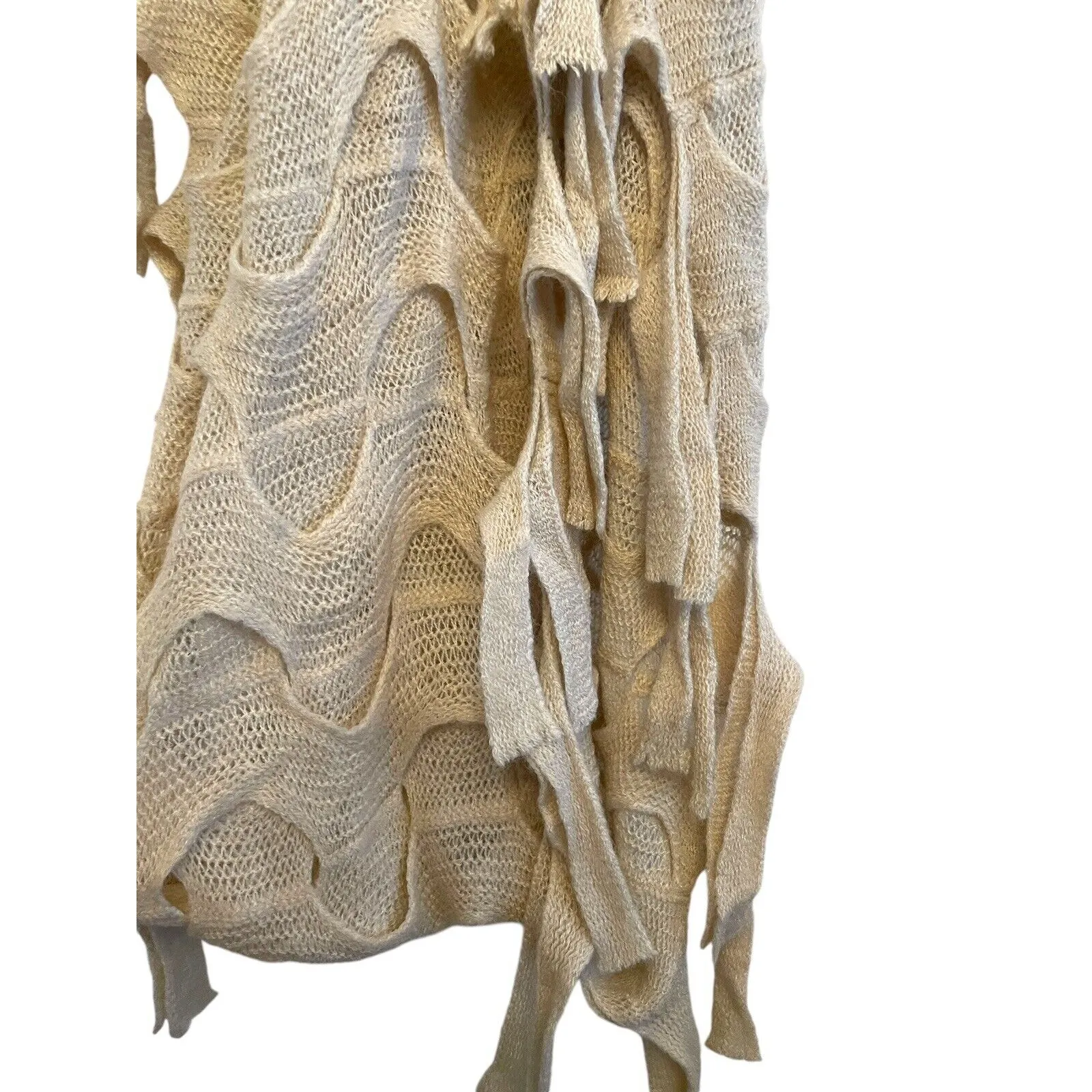 Shihreen Fringe Braided Infinity Knit Scarf Cream Boho Y2K Cyberpunk Funky Arty - Image 2