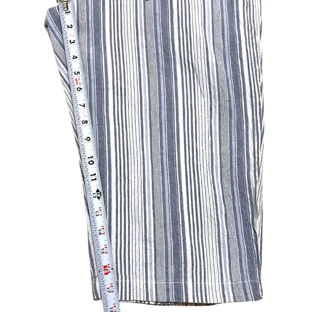 Croft & Barrow Coastal Pocketed Capris Boho Blue‎ White Stripes Large Drawstring - Image 6
