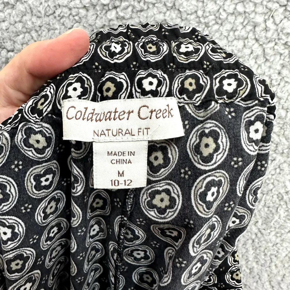 Coldwater Creek Pull On Pants Womens Medium Black Geometric Print Boho Artsy - Image 6