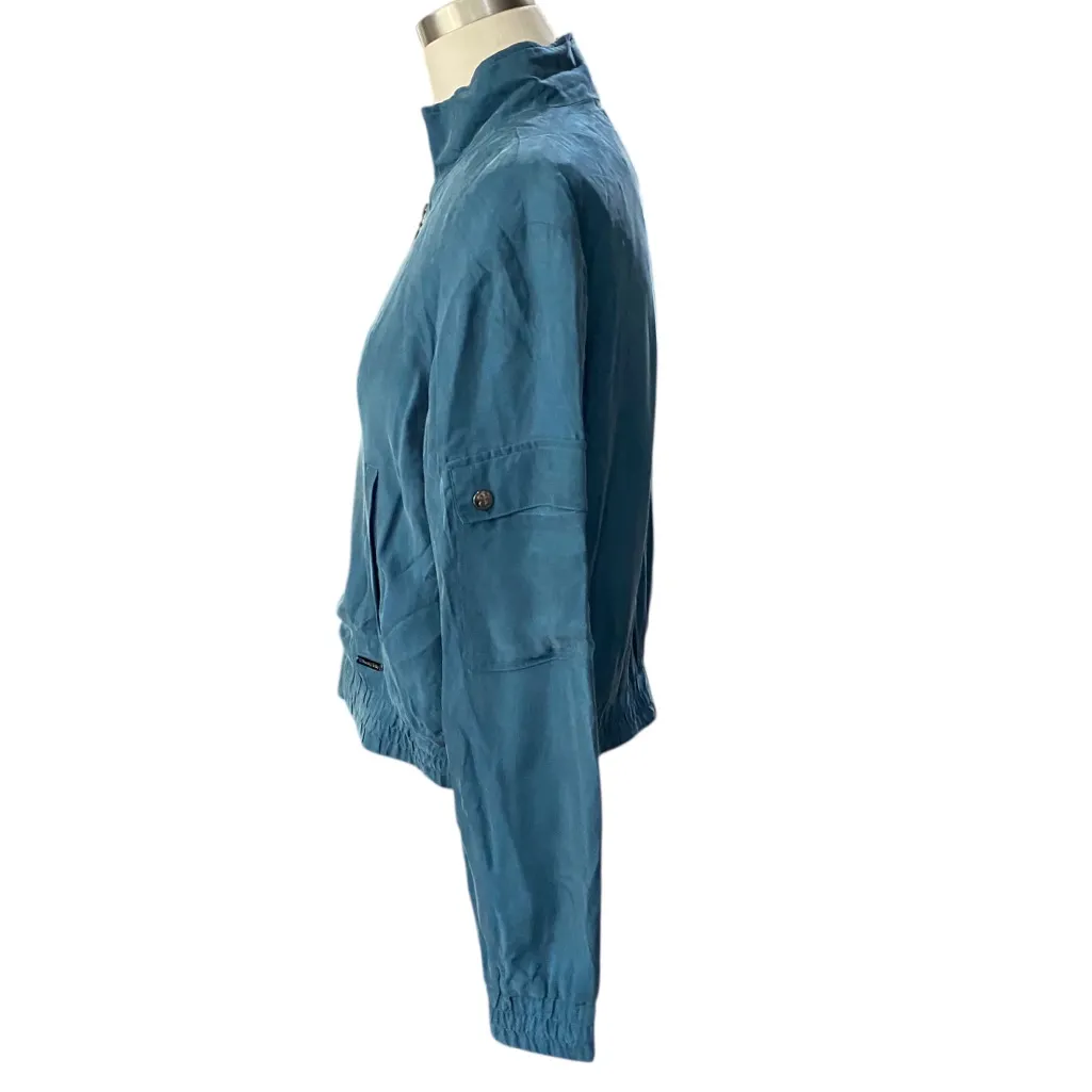 Sweaty Betty Teal EXPLORER BOMBER J.Crew full front Zip-Up Jacket Size SMALL - Image 4