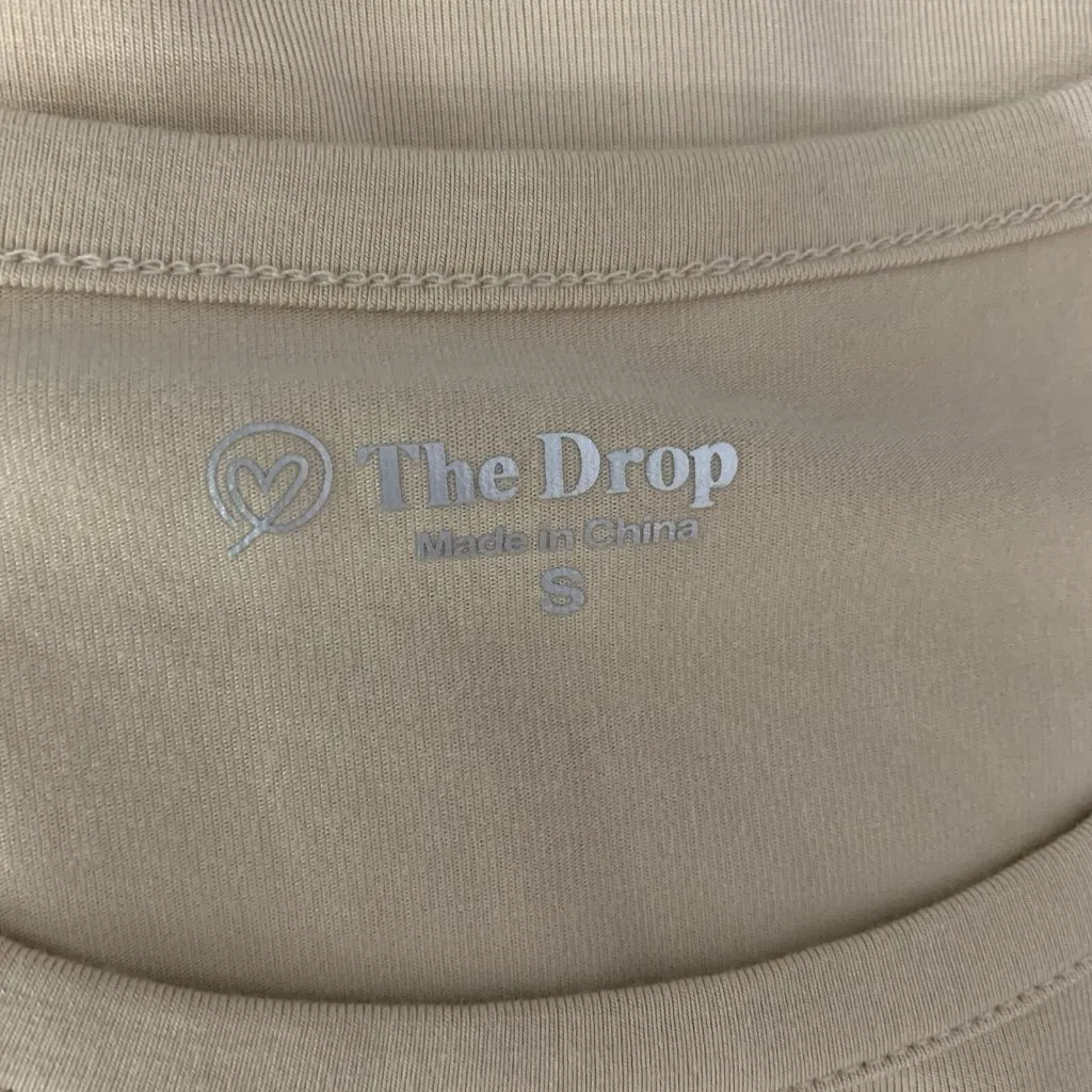 The Drop Tan‎ Tee Top Small Long Sleeve Stretch Minimalist Basic Tan - Image 4