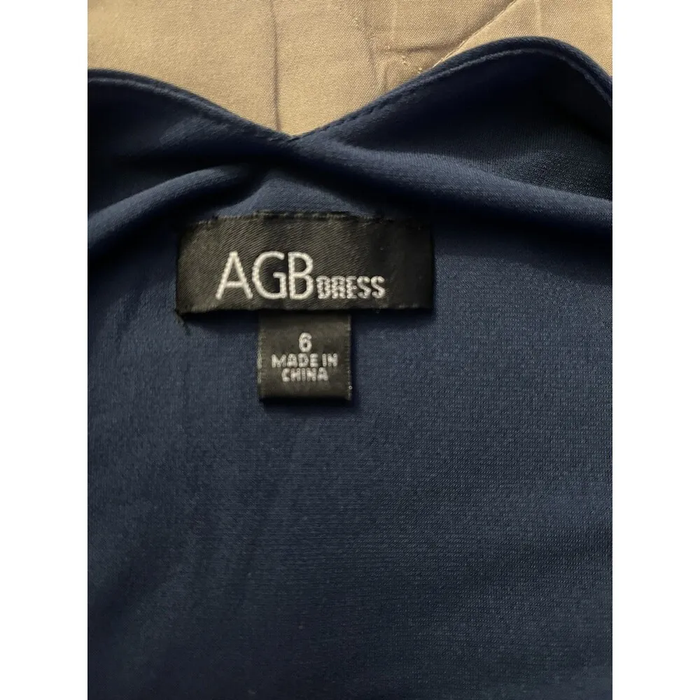 AGB Dress Size 6 Blue Rhinestones Evening Party Wedding Guest Elegant Cocktail - Image 11