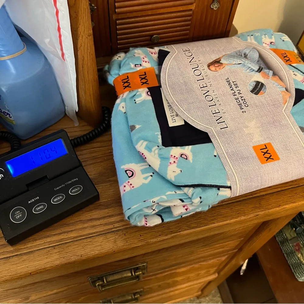 Karen Neuburger Live Love Lounge Llama Flannel Pajamas Turquoise XXL New… Blue - Image 6