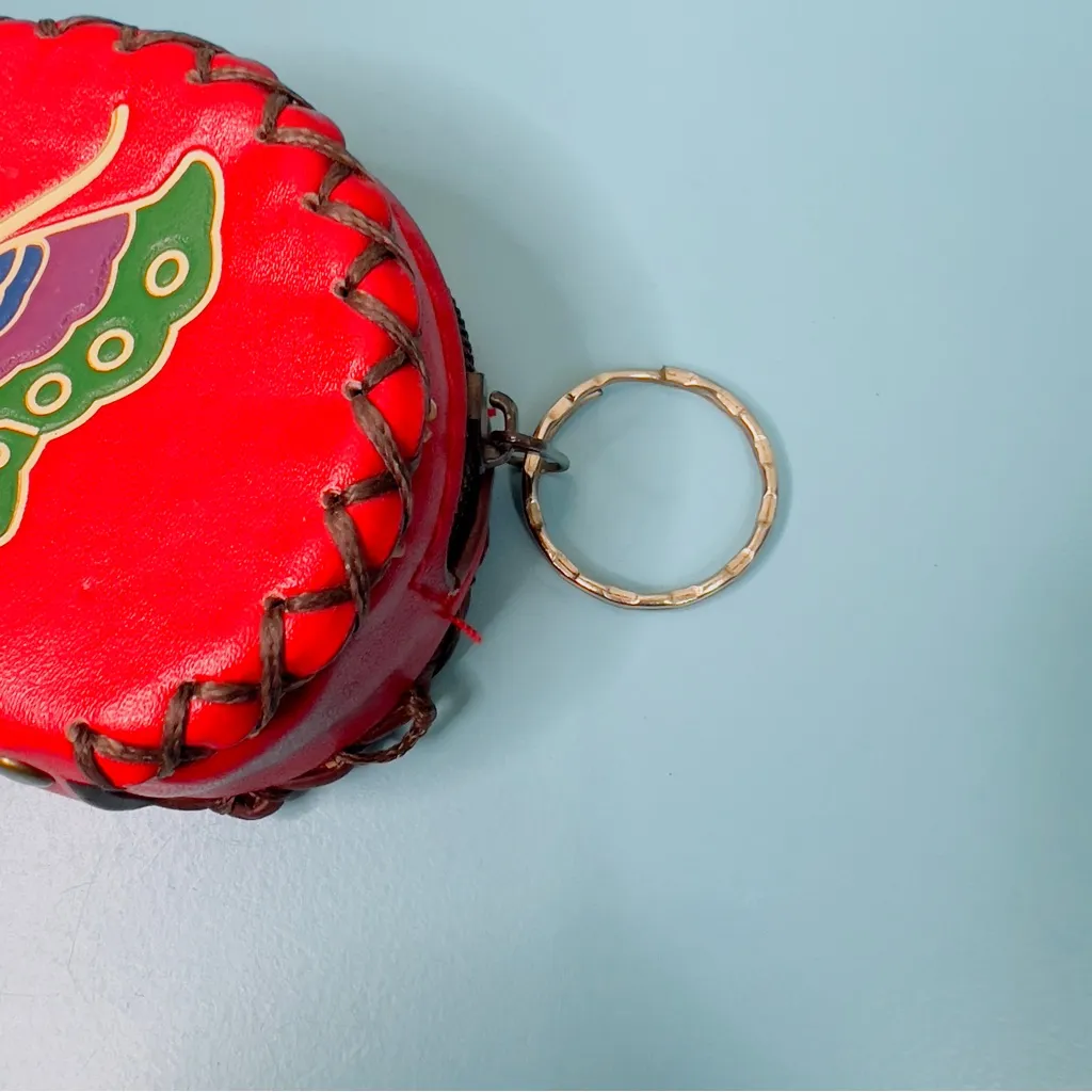 Butterfly Leather Change Coin Case Key Holder
4”x3”x1” Red - Image 4
