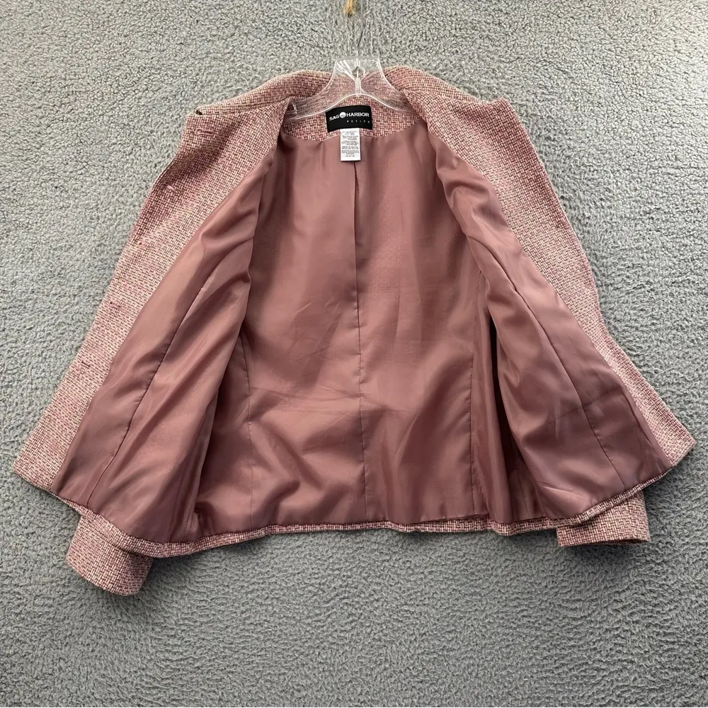 Vintage Sag Harbor Blazer Jacket Tweed Plaid 100% Cotton Academia Preppy Size 6P - Image 2