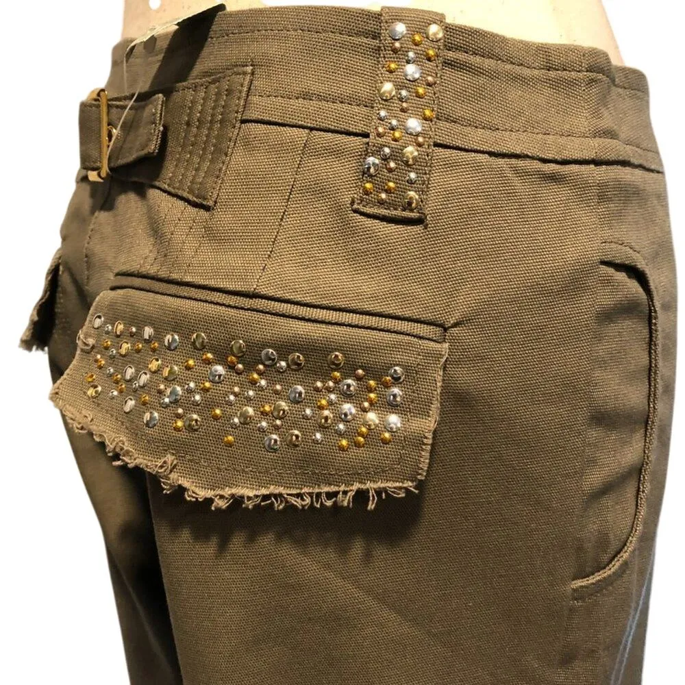 Cache Embellished Zipper Ankle Adjustable Self Belt Pant Jean New Stretch $118 - Image 11