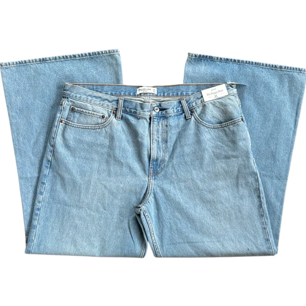NWT Abercrombie & Fitch The Baggy Boot Mid-Rise Jeans Size 34 - Image 6