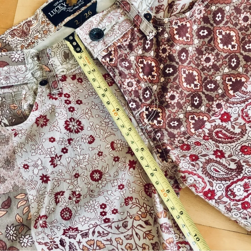 Lucky Brand Floral + Paisley Charlie Skinny Jeans, Cream, Colorful, Size 2 - Image 14