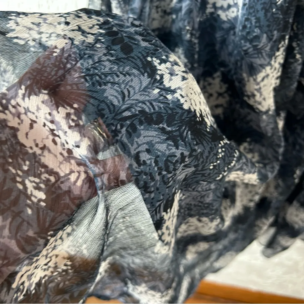 Joie | Baltic Print Navy Chiffon Sleeveless Midi Dress Size L NWT - Image 10