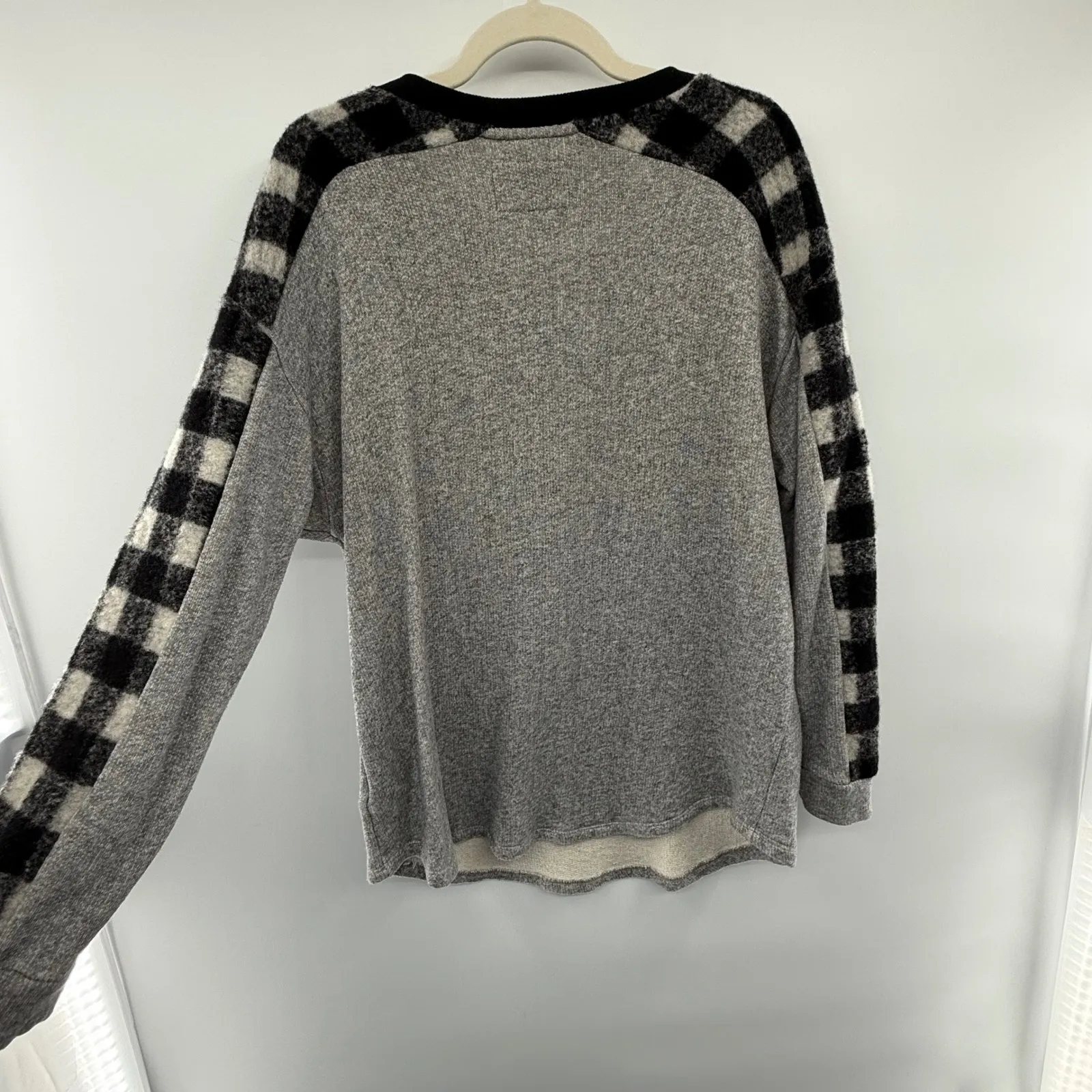 Ruff Hewn Women's‎ 2X Gray Plaid Wool Blend V-Neck Pullover Sweater Plus Size - Image 5