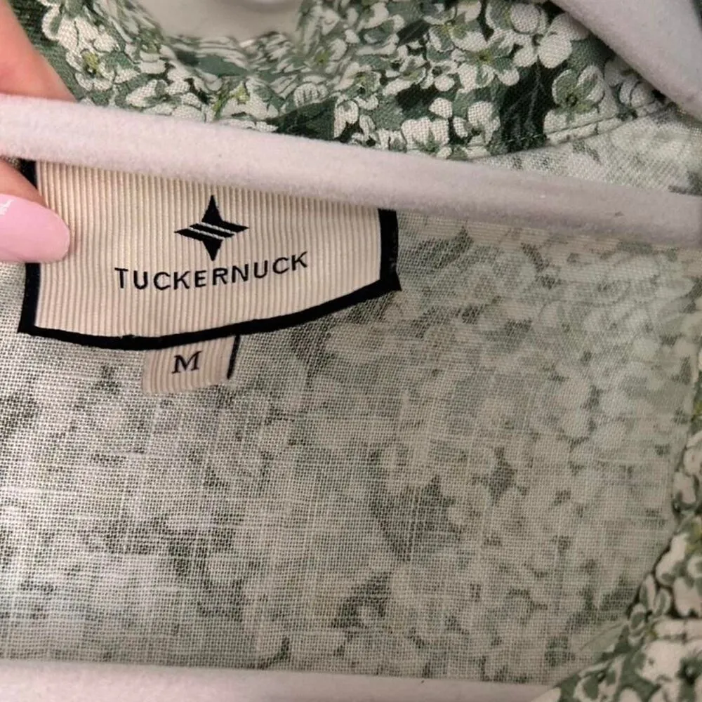 Tuckernuck Linen Hydrangea print Midi Dress | Cottagecore Garden Party | Medium - Image 4