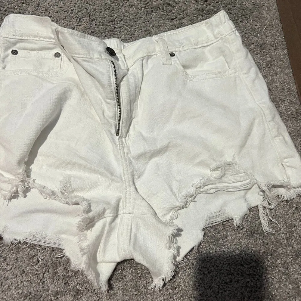 Aerie medium white distressed shorts - Image 2