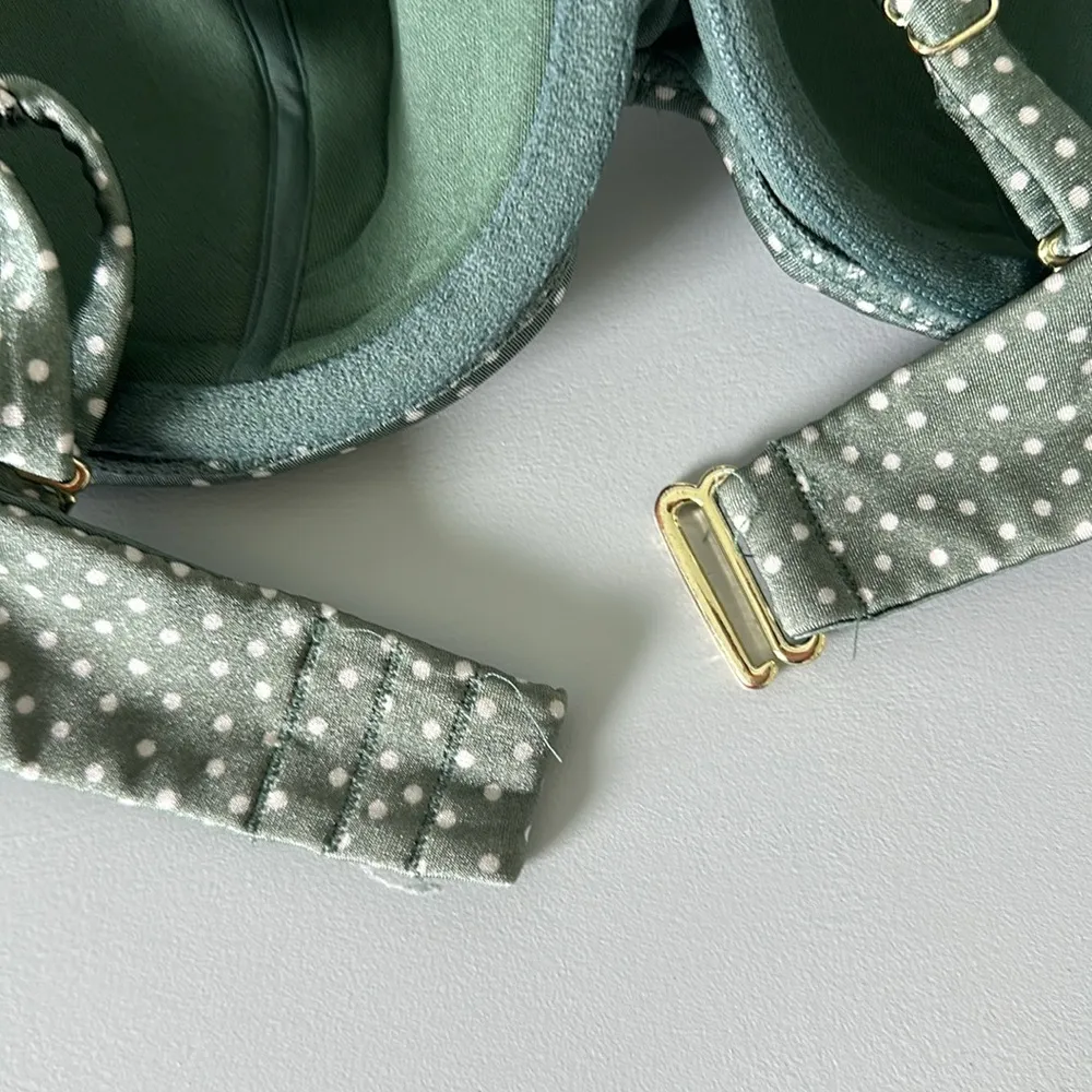 H&M Bikini Green White Polka Dot Swimwear Padded Bathing Suit / Size Small - Image 6