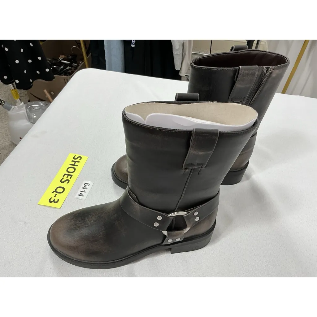 Womans Pb3 NWOT The Drop Midcalf Boots 8 Brown Side Zip Heel Buckle Accent - Image 2