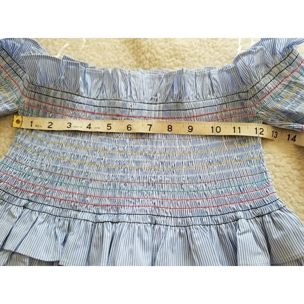 AQUA Brand Womens Tunic Top, Blue&White Stripe, Bell Sleeves Off The Shoulder S - Image 6