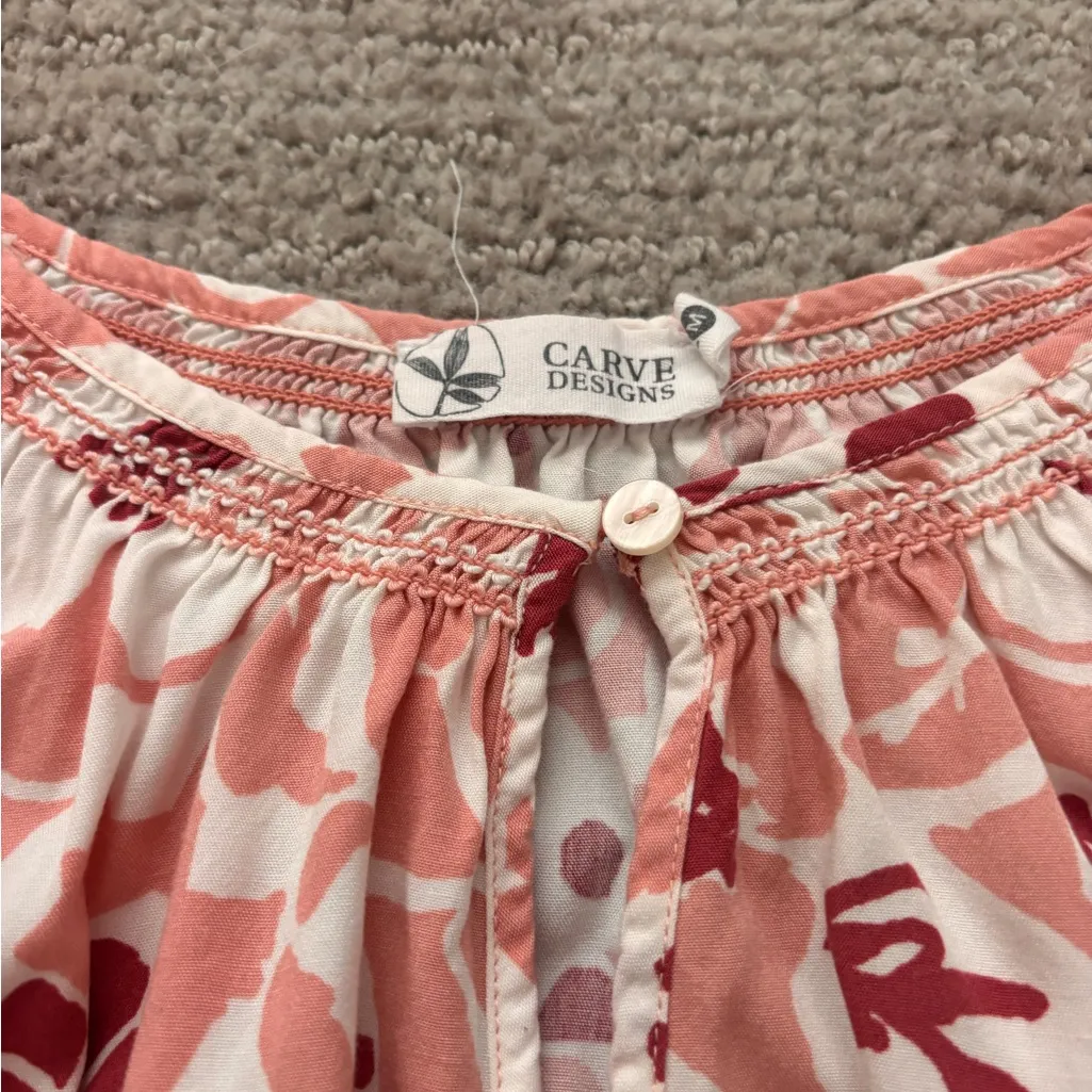 Carve design floral Pink and Red Blouse - Image 3