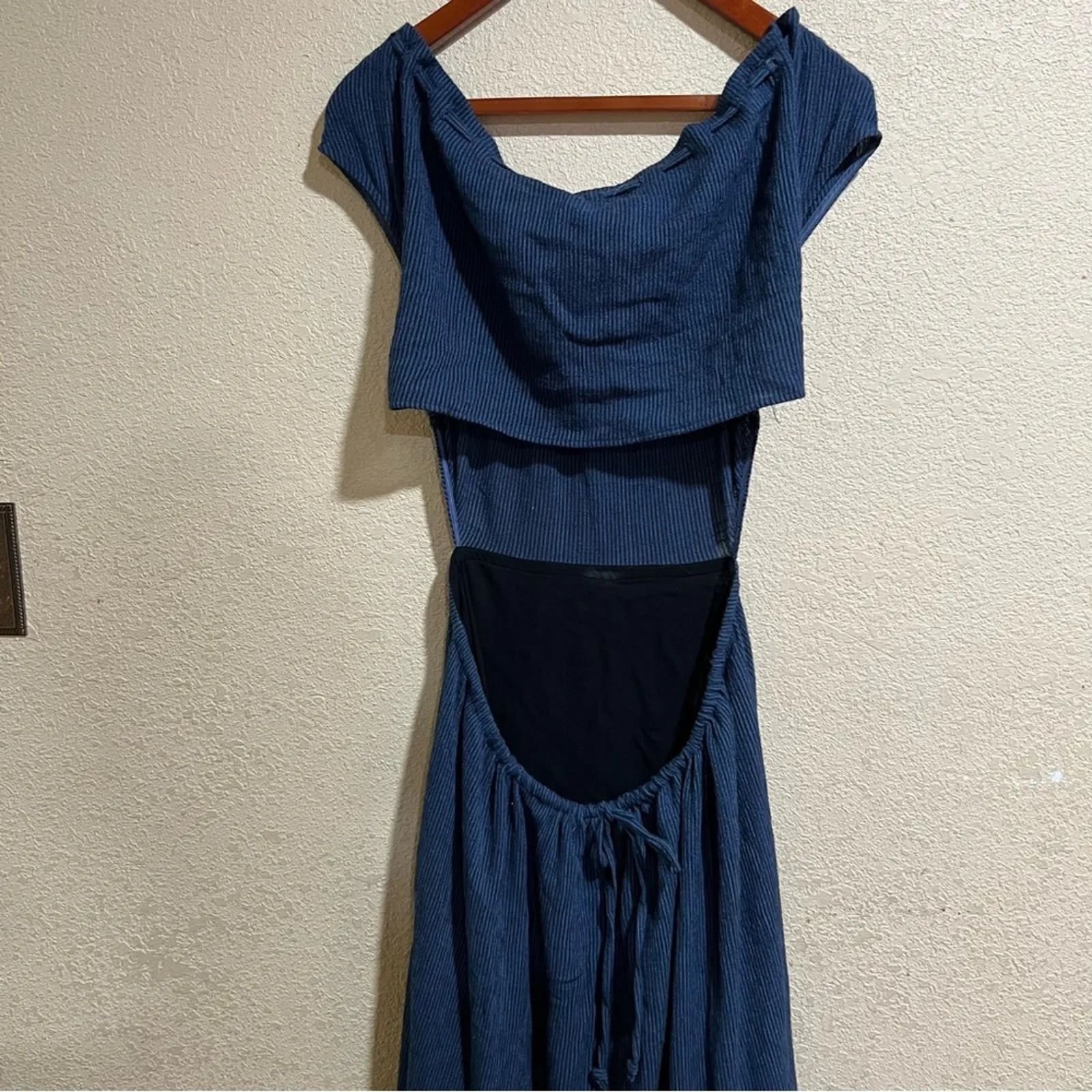 Reformation Veijo Blue Open Back Waist Tie Tiered Maxi Dress - size Small - Image 5