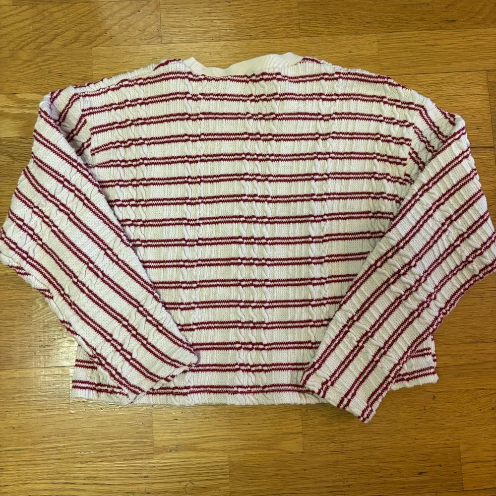 Zara Cable Knit Striped Coastal Nautical Fisherman Tennis Prep Cropped Sweater L - Image 3