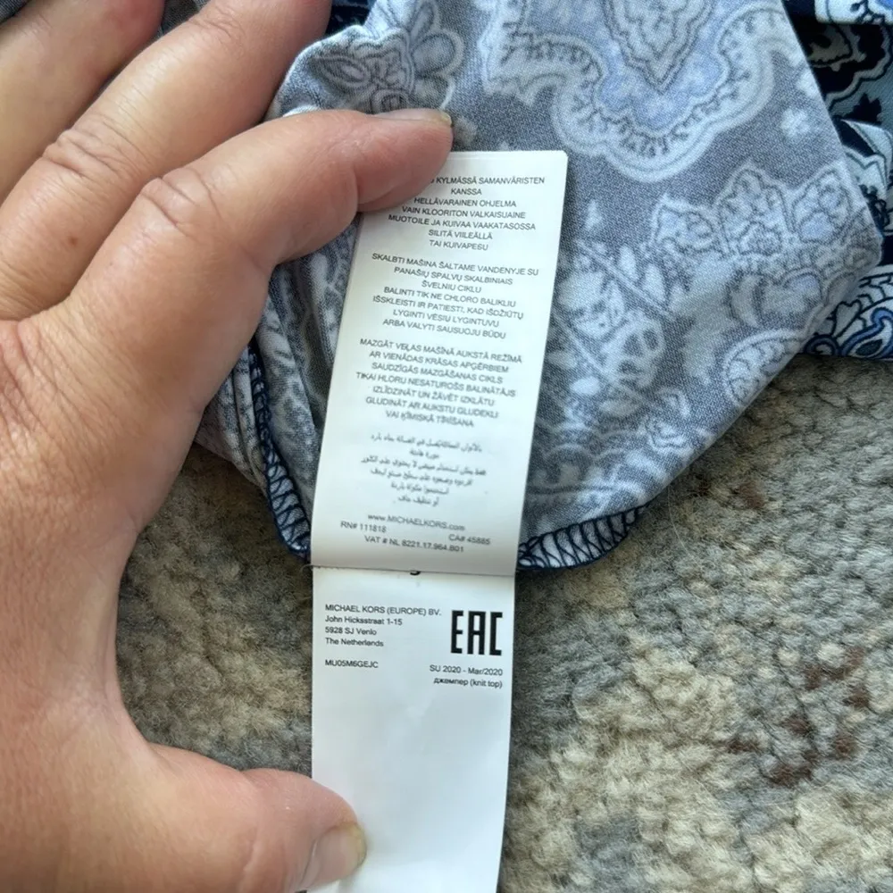 MICHAEL Michael Kors Arabesque Paisley-Print Top Blue Medium - Image 9