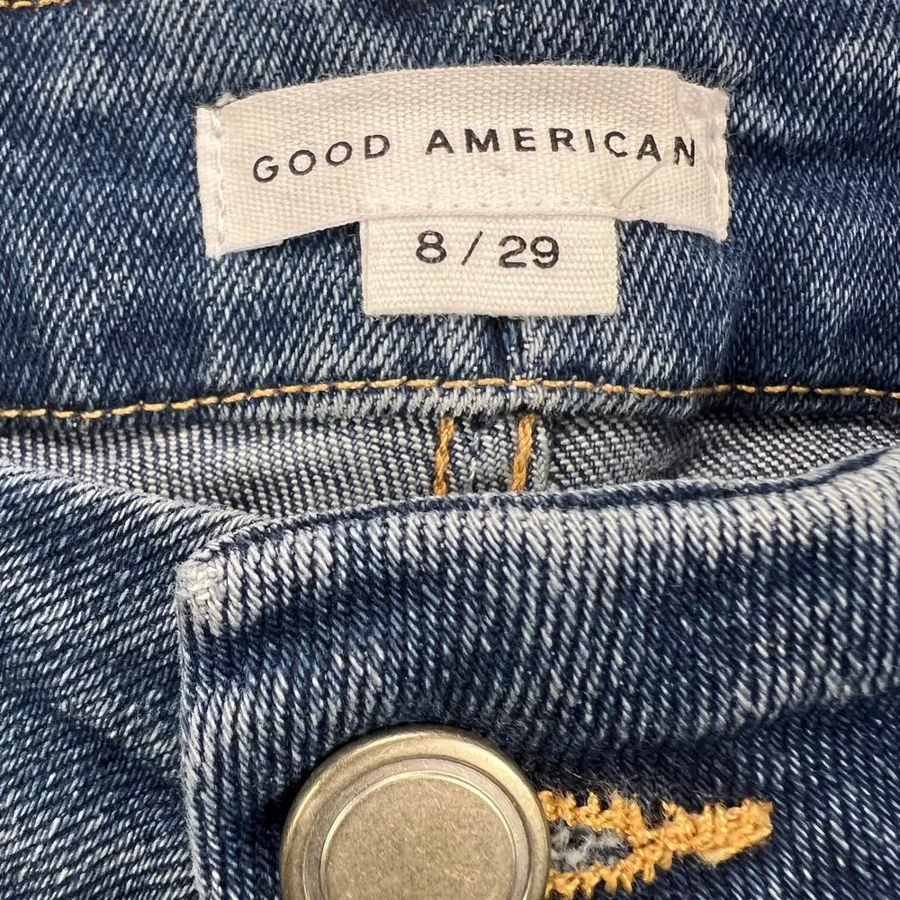 Good American Good Legs Cigarette V-Notch Chopped Hem Jeans GLSPL67T Size 8/29 - Image 4