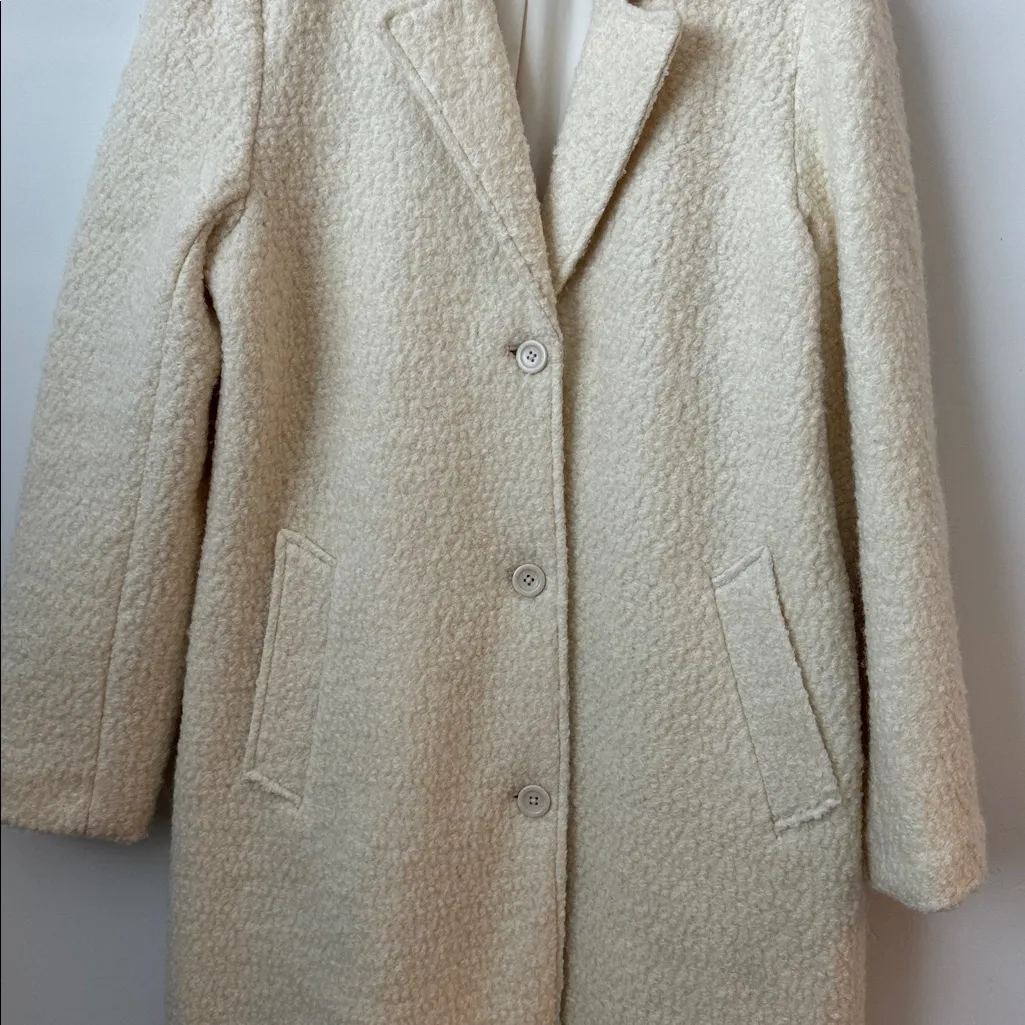 Abercrombie and Fitch A&F Wool Blend Dad Coat in Cream Size: LT - Image 6
