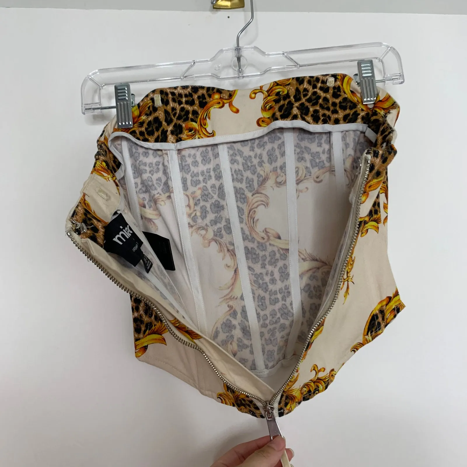 MIAOU X Urban Outfitters Perrie Corset Top Leopard Womens XS White - Image 7