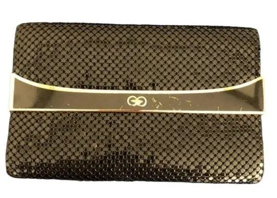 Vintage Bold Eye Catching Black Metallic With Gold Hardware Shoulder Bag - Image 1