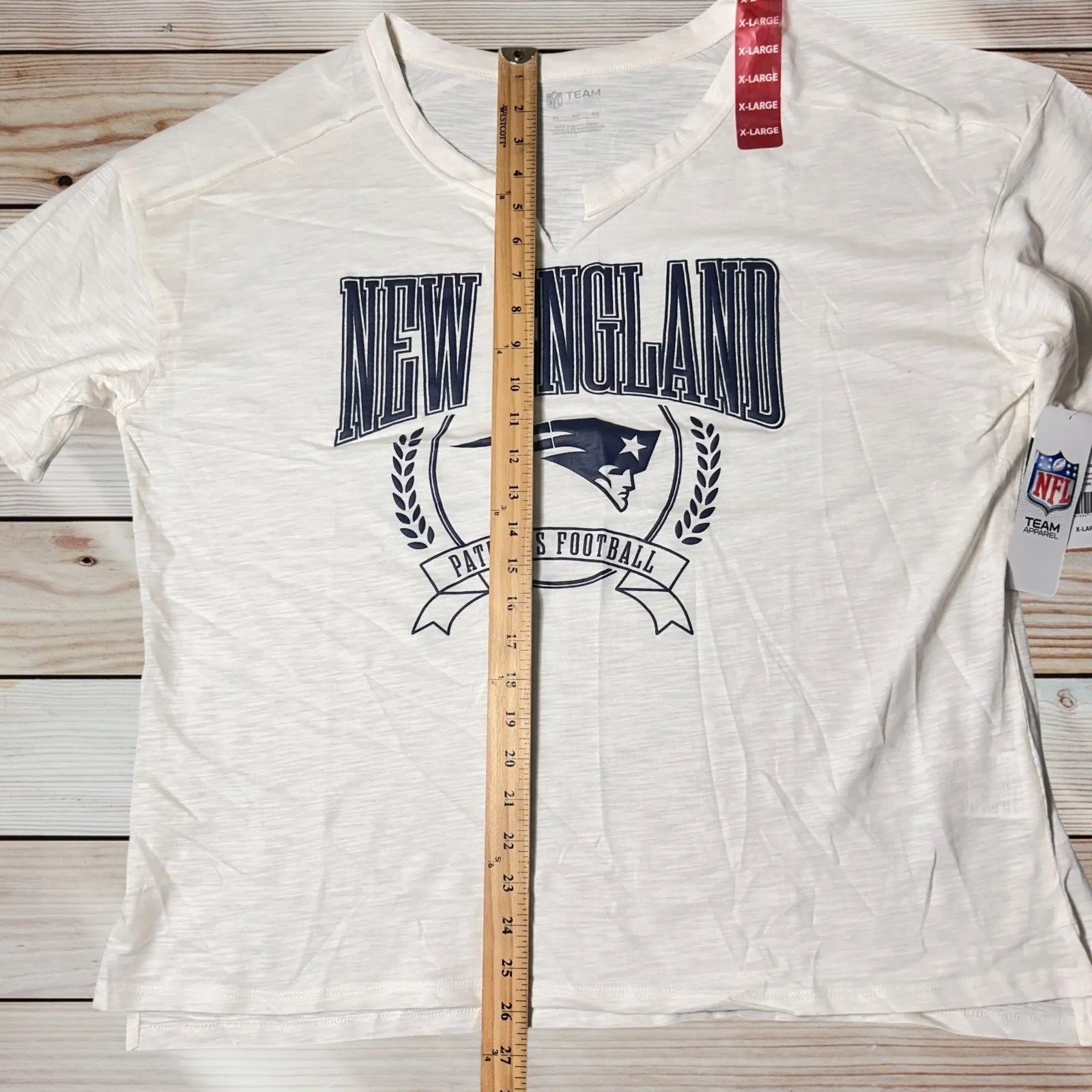 NWT New England Patriot Top Womens XL Cream NFL‎ Team Apparel Short Sleeve - Image 4