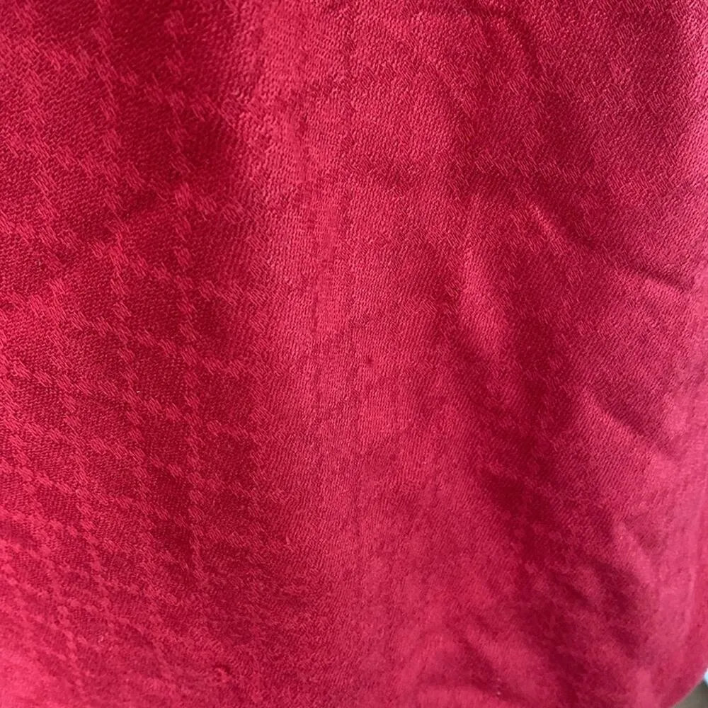 Silk cotton red tartan plaid striped scarf stole wrap - Image 6