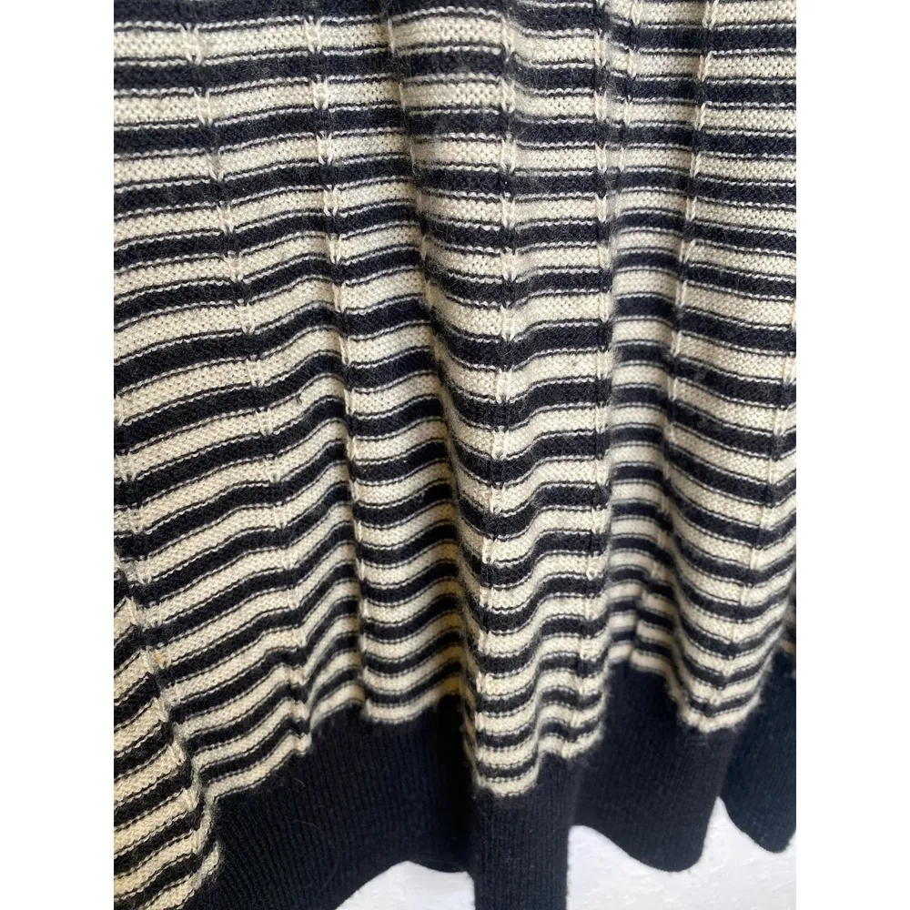 Free People Black Beige Scoop Neck Striped Sweater Sz M Wool Pullover - Image 4