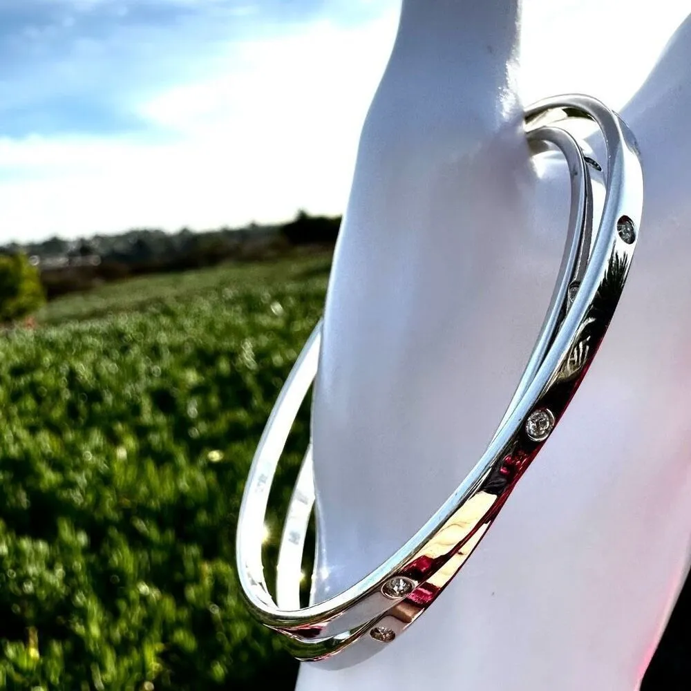 Silver tone rhinestone bangle bracelets - Image 4