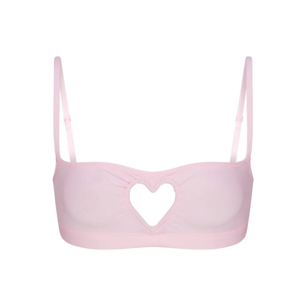 RARE SKIMS Cotton Jersey Heart Cutout Valentine Scoop Bralette Bra Pink size S - Image 10
