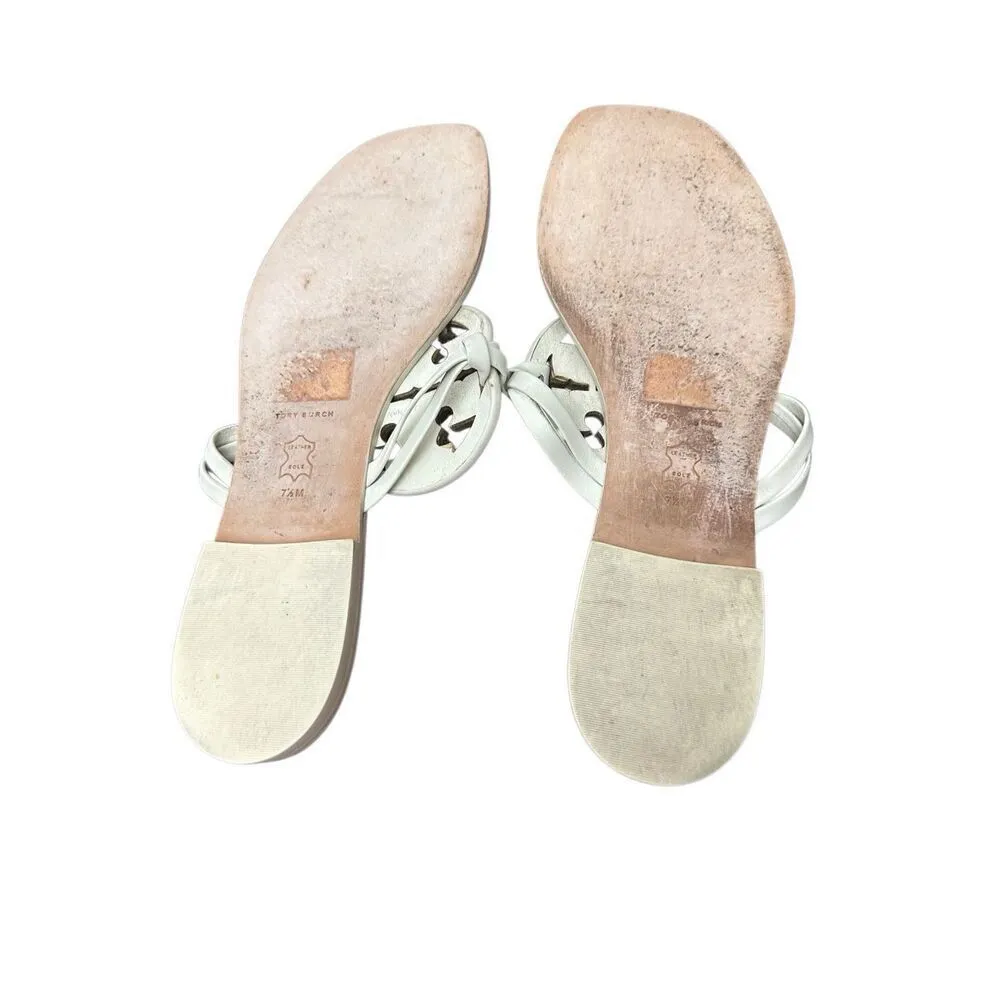 Tory Burch crystal miller square toe calf leather embellished sandal  Sz 7.5 - Image 4