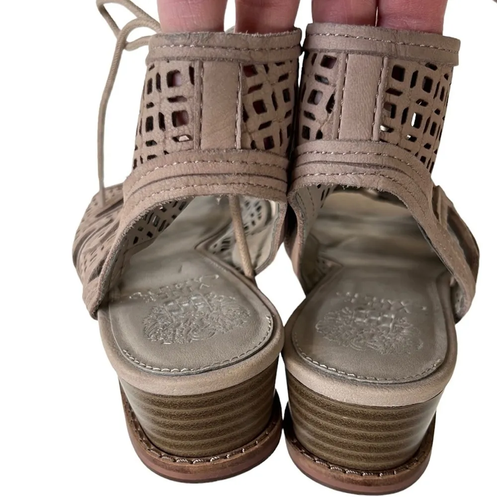 Like New Vince Camuto Leather Rollera Low Wedge Sandals - Wide Width - Image 7