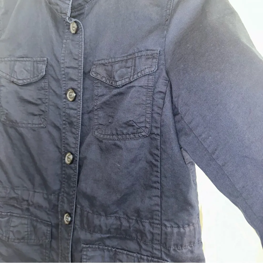 Talbots navy linen blend utility shirt jacket women S - Image 4