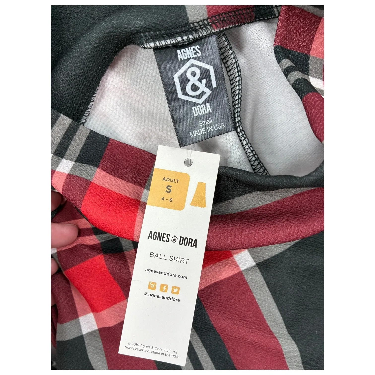 Agnes & Dora Ball Skirt Plaid Red Black White Full Midi Womens Small - Image 2