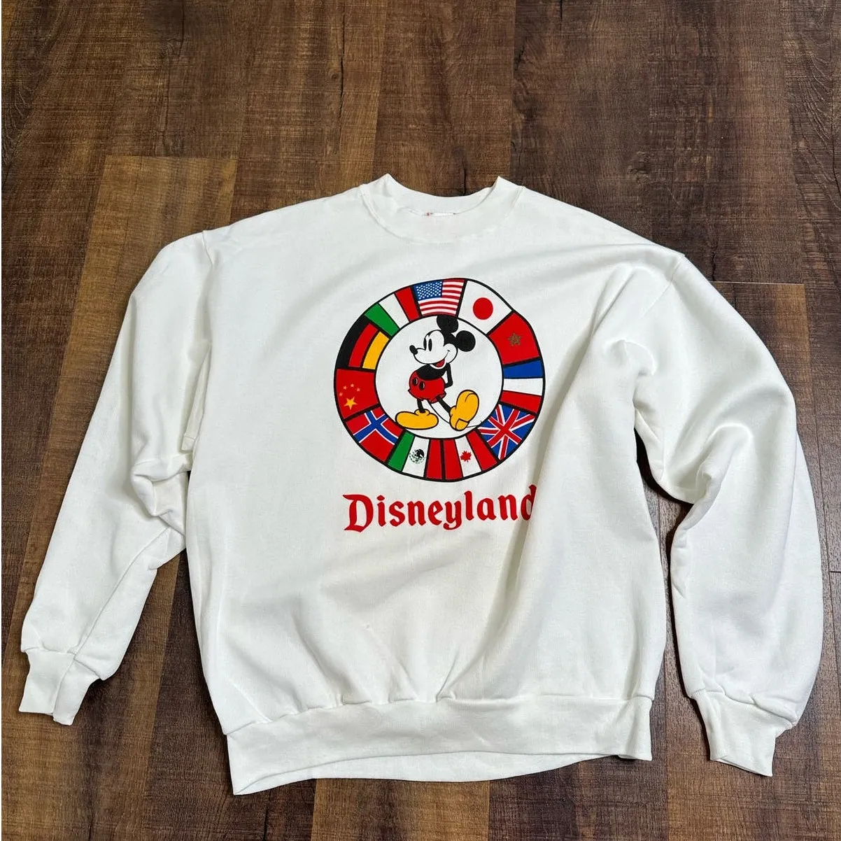 Vintage Disney Designs Mickey Mouse Disneyland Sweatshirt Size XL Made in USA White - Image 8