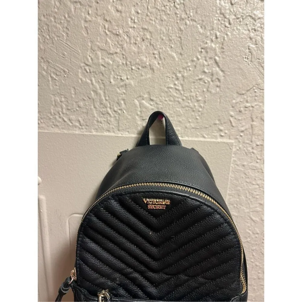 Victoria’s Secret Black Mini Backpack Preowned Wear/Marks - Image 4