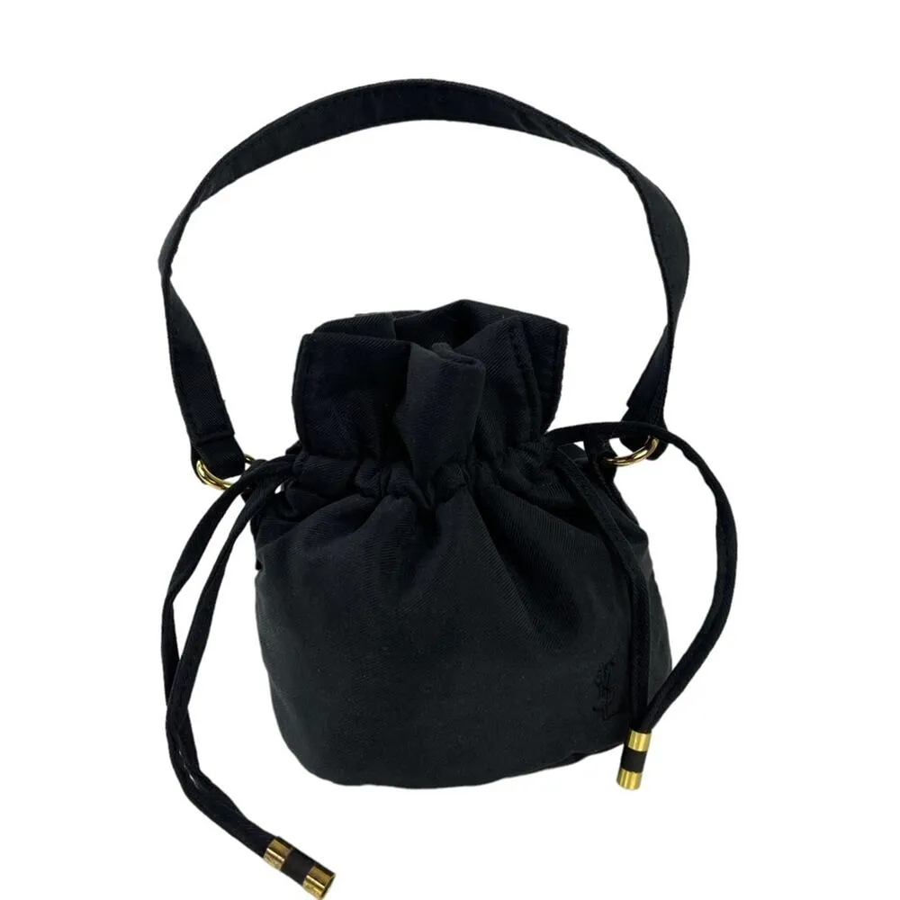 Saint Laurent Black Womens Polyester Pouch Purse Ysl Logo Cosmetic Parfum Bag - Image 3