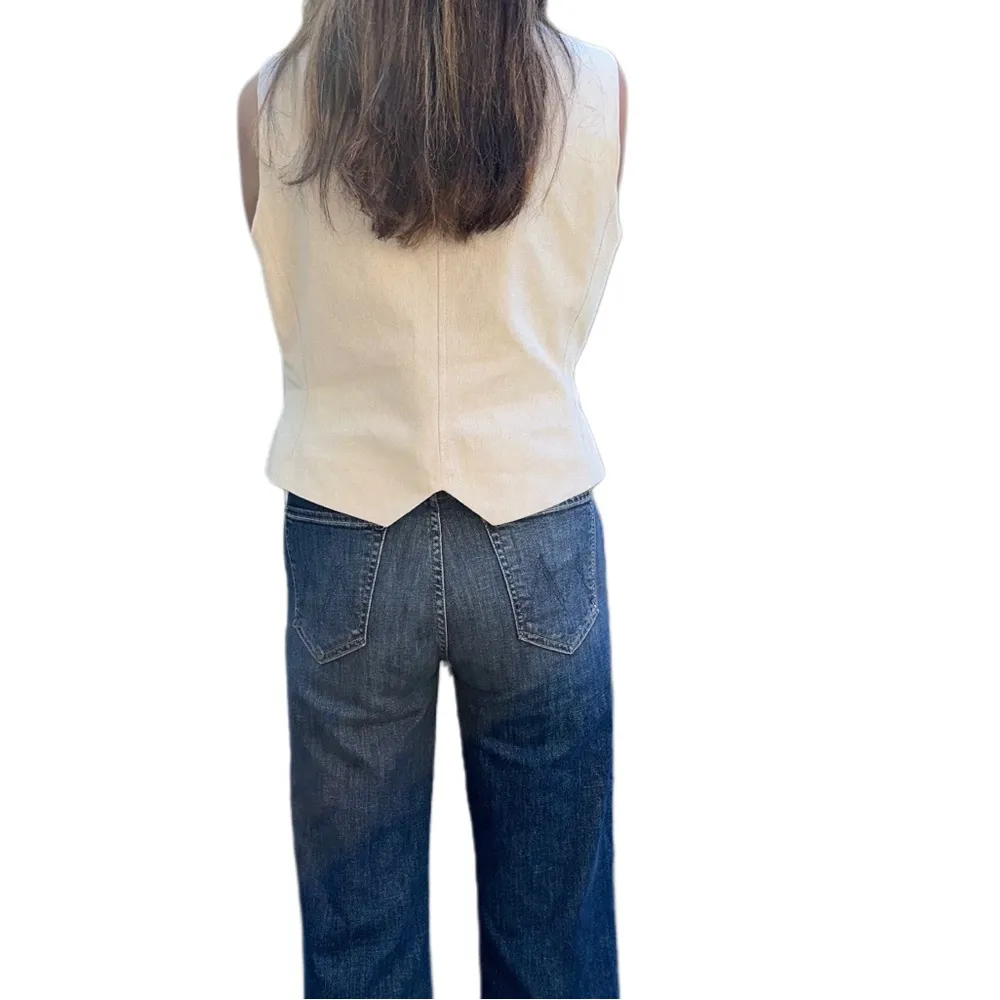 Top Shop Textured Button Up Vest in Cream Women’s Size 8 - Image 4