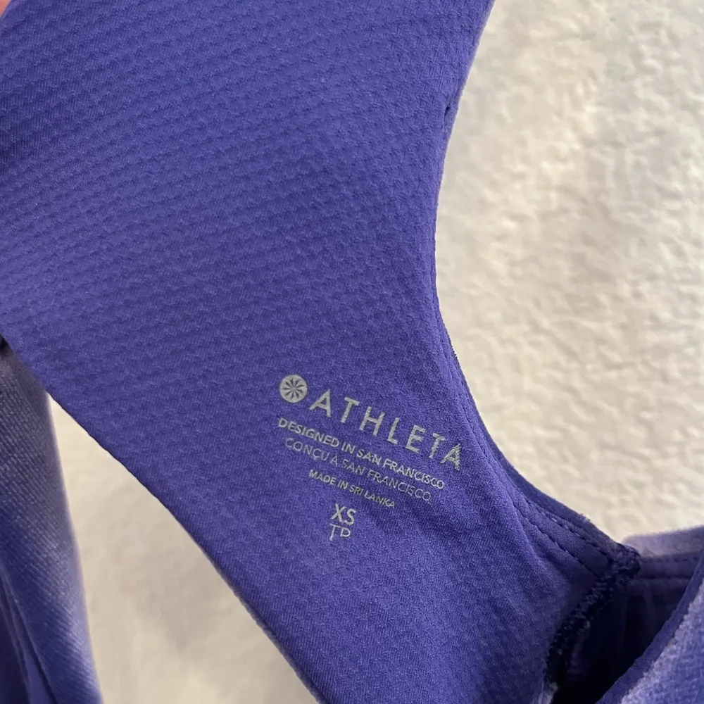 Athleta Velvet Cut Out Crop Top Sports Bra Velour Purple XS - Image 7