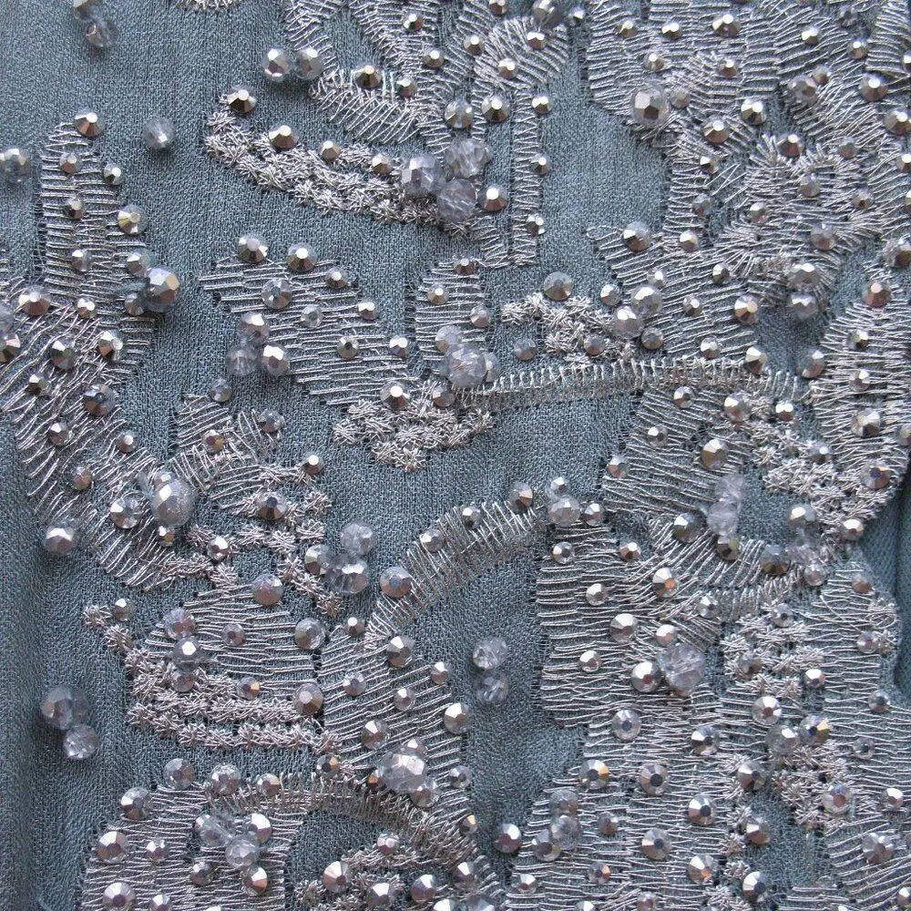 MAC DUGGAL 20337 Womens Embellished Bow Belt Illusion Long Sleeve A Line Dress - Image 9