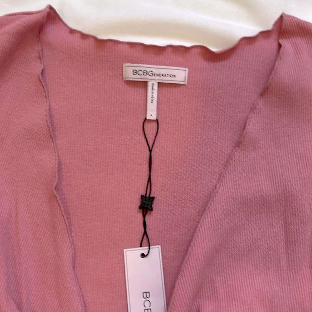 tie front ribbed top mauve  L - Image 4