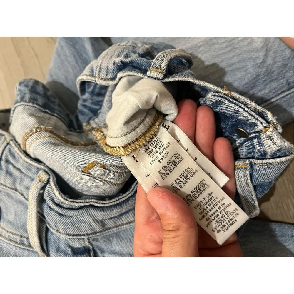 Frame Retro V-Yoke Straight-Leg Jeans in Bianca size 26 - Image 6