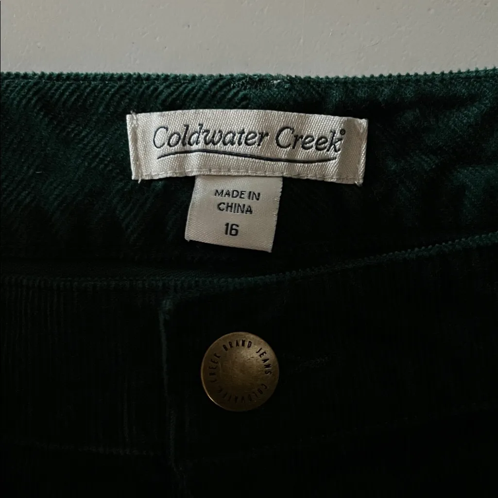 Coldwater Creek Size 16 Green Corduroy Straight Leg Pants - Image 3